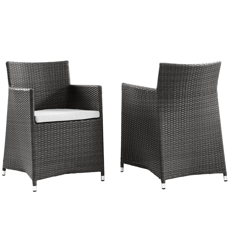 Afuera Living Rattan Outdoor Patio Armchair in Brown/White (Set of 2)