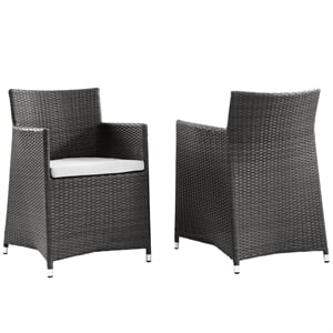 Afuera Living Rattan Outdoor Patio Armchair in Brown/White (Set of 2)