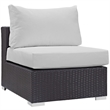 Afuera Living Aluminum and Rattan Patio Armless Chair in Espresso/White