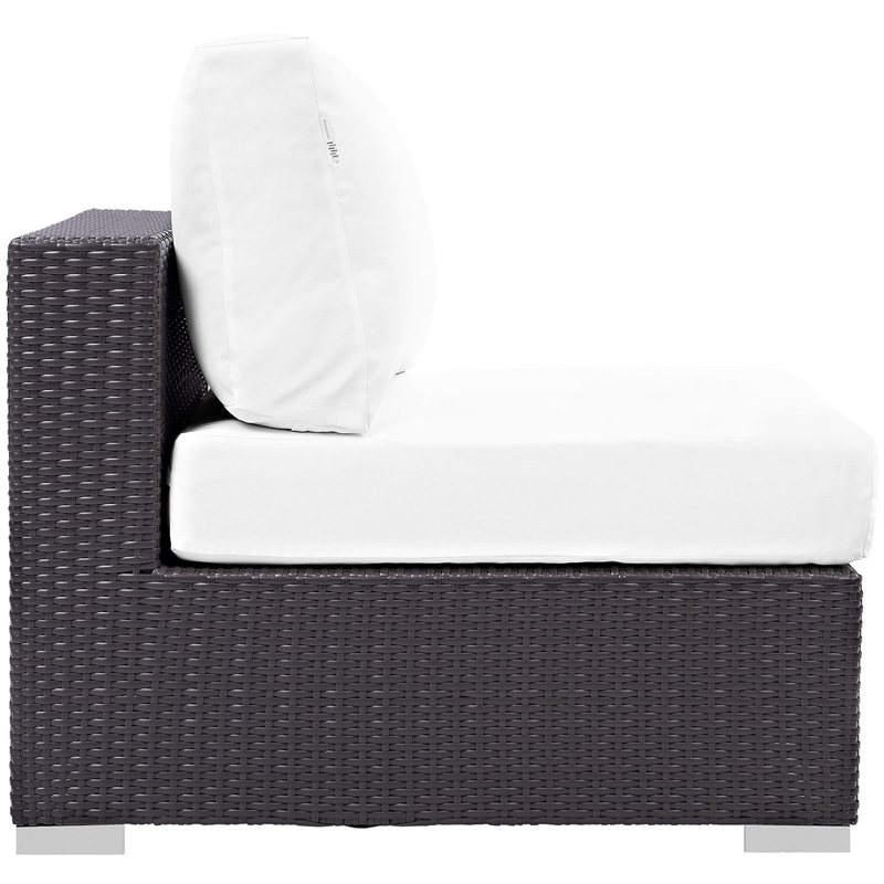 Afuera Living Aluminum and Rattan Patio Armless Chair in Espresso/White