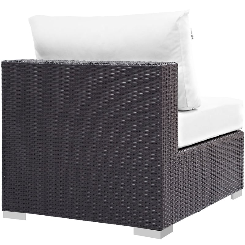 Afuera Living Aluminum and Rattan Patio Armless Chair in Espresso/White
