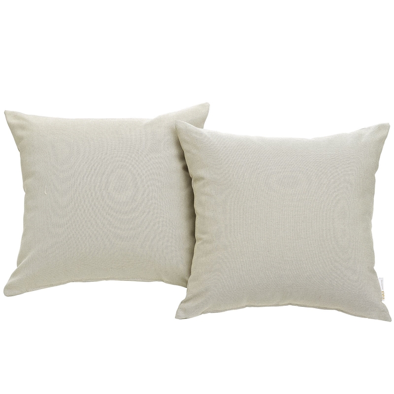 Afuera Living 2-Piece Modern Fabric Outdoor Patio Pillow Set in Beige