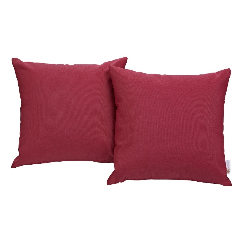 Afuera Living 2-Piece Modern Fabric Outdoor Patio Pillow Set in Red