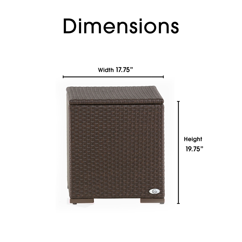 Afuera Living Modern Wicker Patio Storage Side Table in Brown