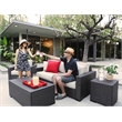 Afuera Living Modern Wicker Patio Storage Side Table in Brown