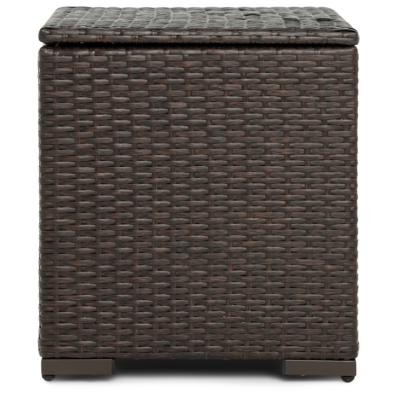 Afuera Living Modern Wicker Patio Storage Side Table in Brown