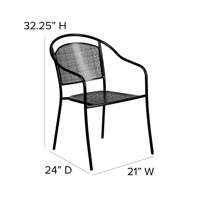Afuera Living Stackable Steel Round Back Patio Dining Side Chair in Black