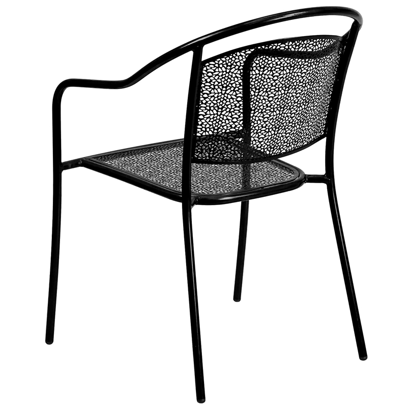 Afuera Living Stackable Steel Round Back Patio Dining Side Chair in Black