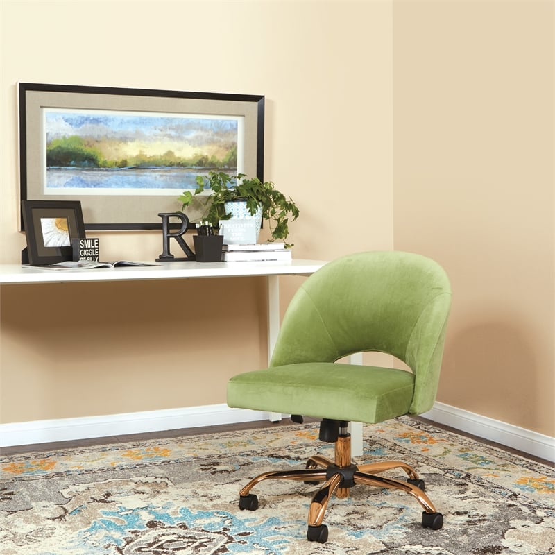 Afuera Living Office Chair in Garden Green Fabric with Rose Gold Base