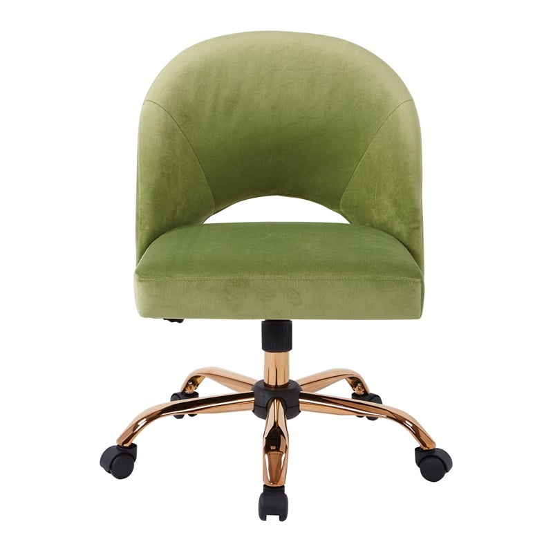 Afuera Living Office Chair in Garden Green Fabric with Rose Gold Base