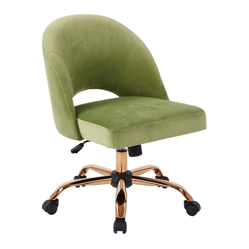 Afuera Living Office Chair in Garden Green Fabric with Rose Gold Base