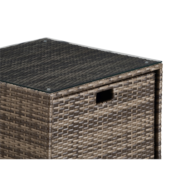 Afuera Living Modern Outdoor Side Table with Storage in Brown