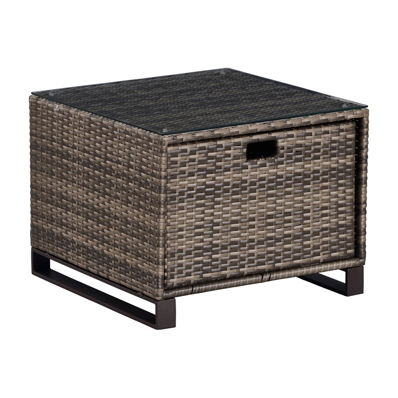 Afuera Living Modern Outdoor Side Table with Storage in Brown