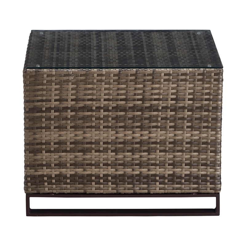 Afuera Living Modern Outdoor Side Table with Storage in Brown