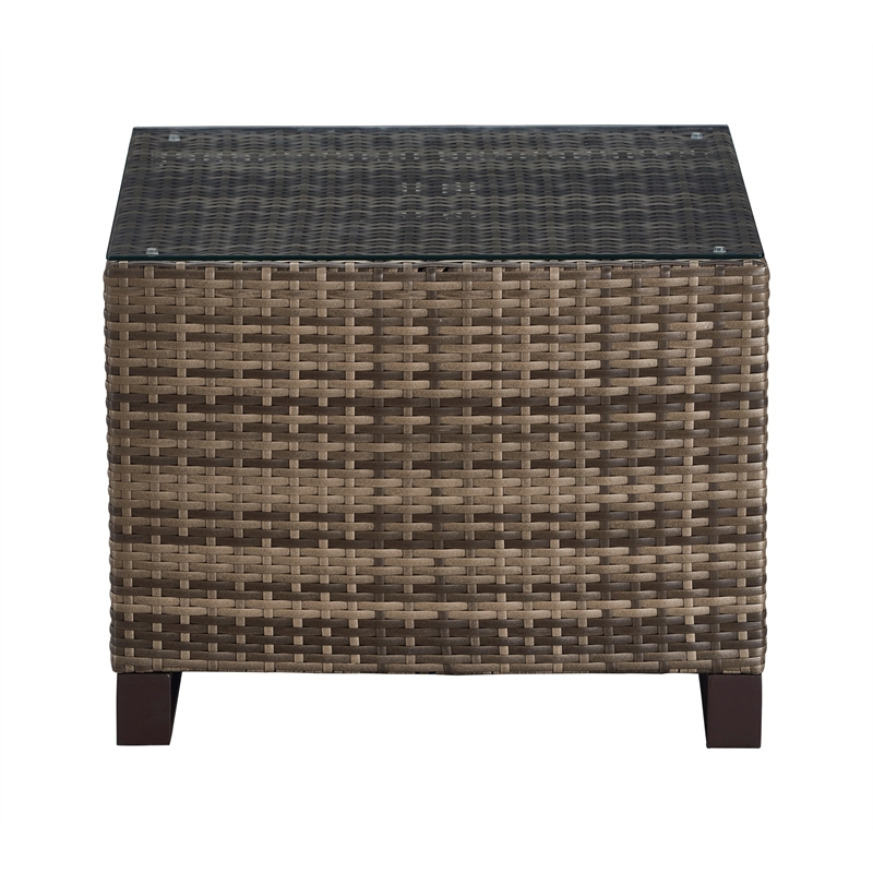 Afuera Living Modern Outdoor Side Table with Storage in Brown
