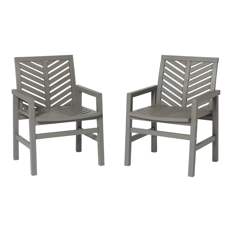 Afuera Living Outdoor Wood Chevron Patio Chair in Gray Wash (Set of 2)