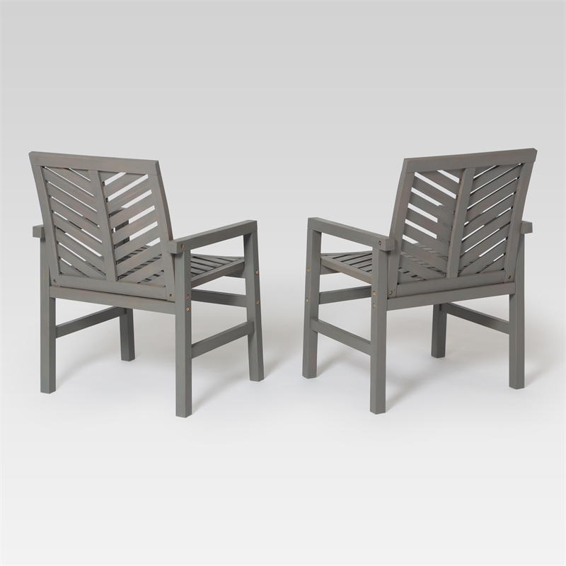 Afuera Living Outdoor Wood Chevron Patio Chair in Gray Wash (Set of 2)