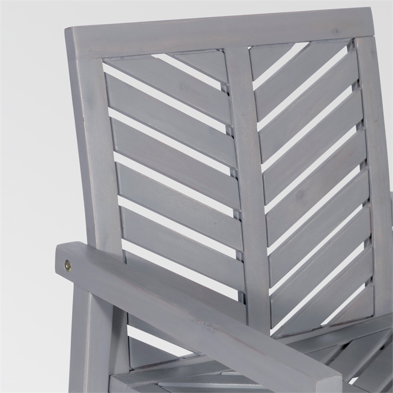 Afuera Living Outdoor Wood Chevron Patio Chair in Gray Wash (Set of 2)