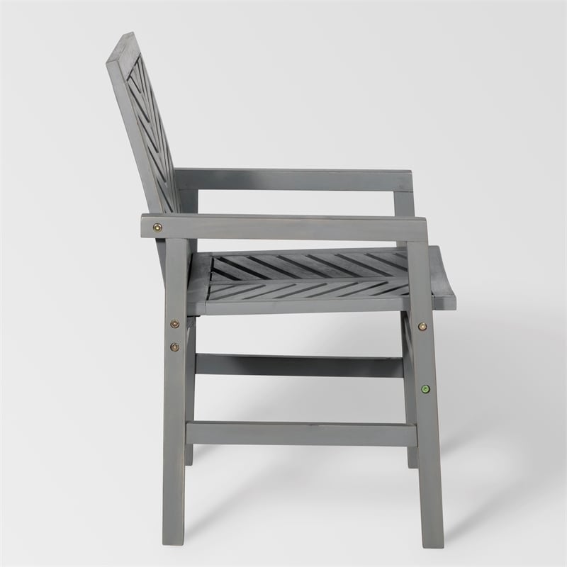 Afuera Living Outdoor Wood Chevron Patio Chair in Gray Wash (Set of 2)