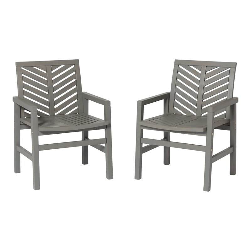 Afuera Living Outdoor Wood Chevron Patio Chair in Gray Wash (Set of 2)
