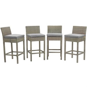Afuera Living Rattan Outdoor Bar Stool in Light Gray and Gray (Set of 4)