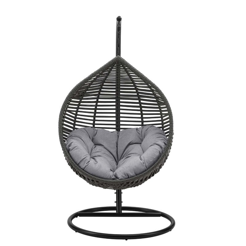 Afuera Living Modern Outdoor Patio Swing Chair with Stand in Gray