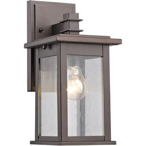 Afuera Living Transitional 1 Light Rubbed Bronze Outdoor Wall Sconce 12&quot Height