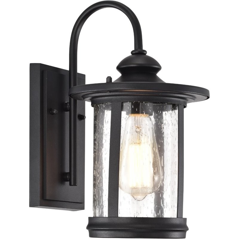 Afuera Living Transitional 1 Light Textured Black Outdoor Wall Sconce 12