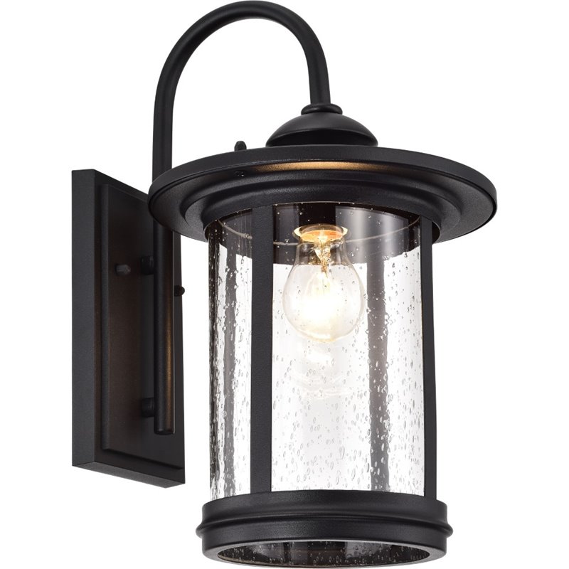 Afuera Living Transitional 1 Light Textured Black Outdoor Wall Sconce 16