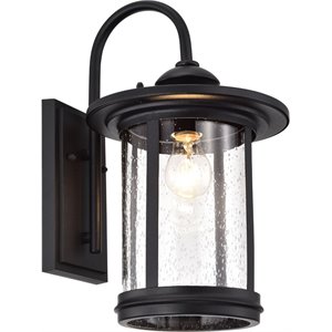 Afuera Living Transitional 1 Light Textured Black Outdoor Wall Sconce 16&quot Height