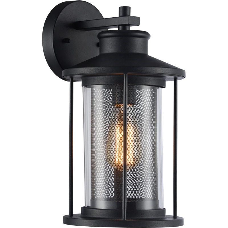 Afuera Living Transitional 1 Light Textured Black Outdoor Wall Sconce 14