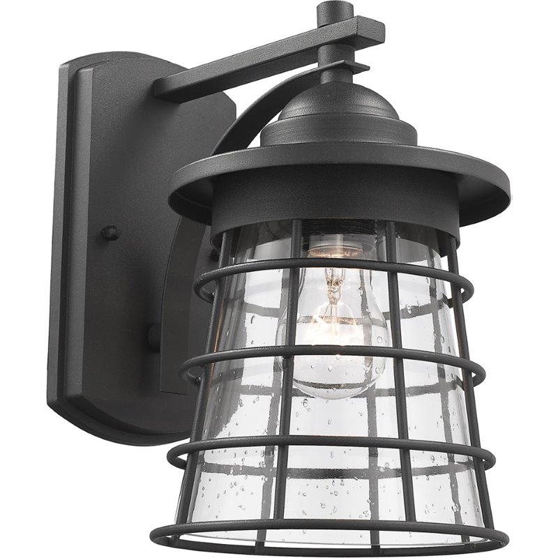 Afuera Living Transitional 1 Light Textured Black Outdoor Wall Sconce 11