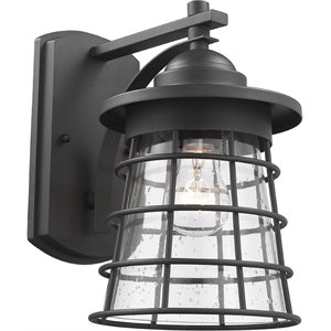Afuera Living Transitional 1 Light Textured Black Outdoor Wall Sconce 11&quot Tall