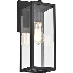 Afuera Living Transitional 1 Light Textured Black Outdoor Wall Sconce 14&quot Height