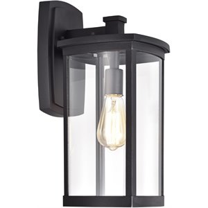 Afuera Living Transitional 1 Light Textured Black Outdoor Wall Sconce 17&quot Height