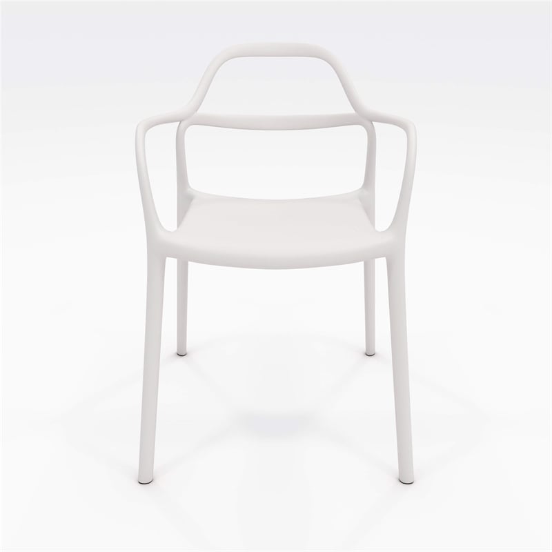 Afuera Living Plastic Indoor-Outdoor Dining Arm Chair in White