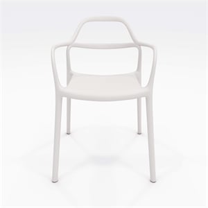Afuera Living Plastic Indoor-Outdoor Dining Arm Chair in White
