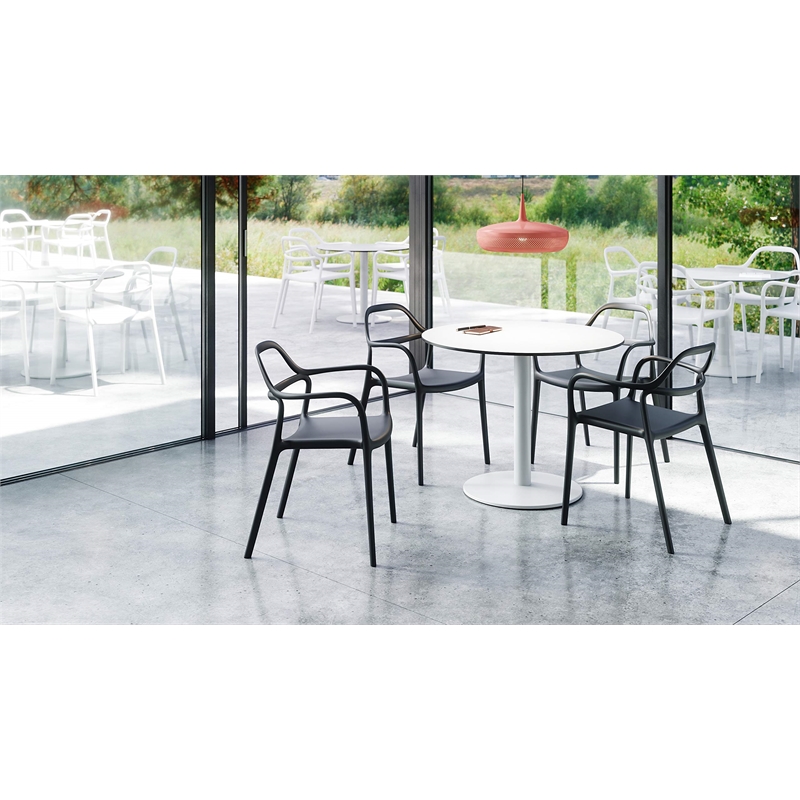 Afuera Living Plastic Indoor-Outdoor Dining Arm Chair in White