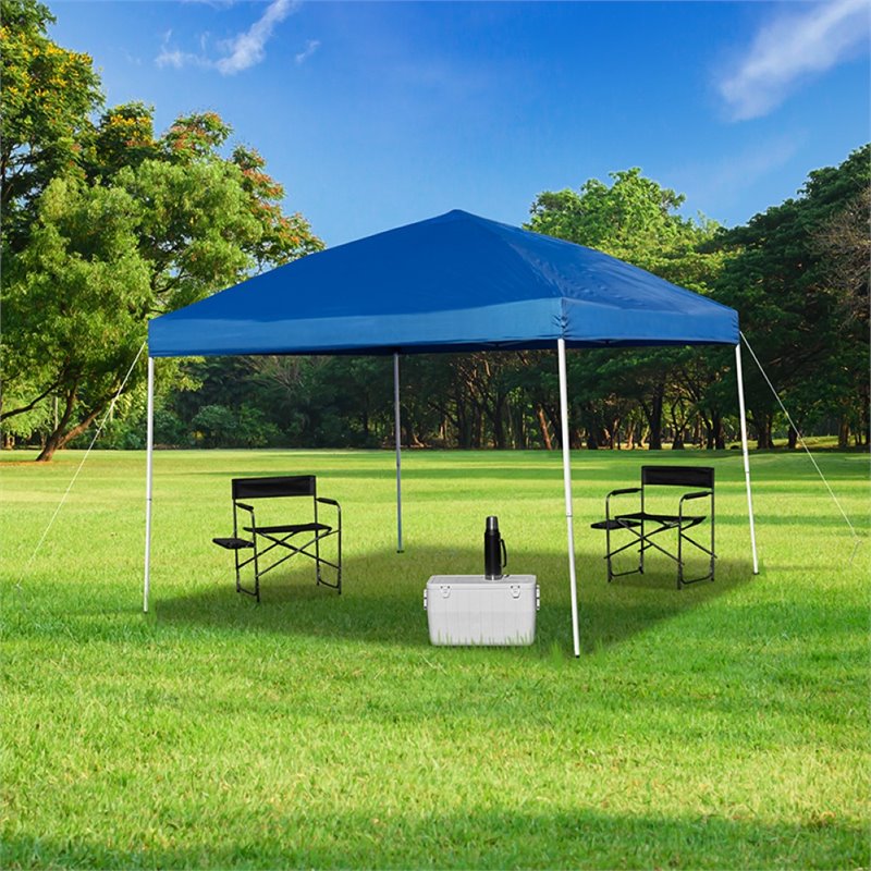 Afuera Living 10' Square Outdoor Pop Up Canopy Tent with Carry Case in Blue
