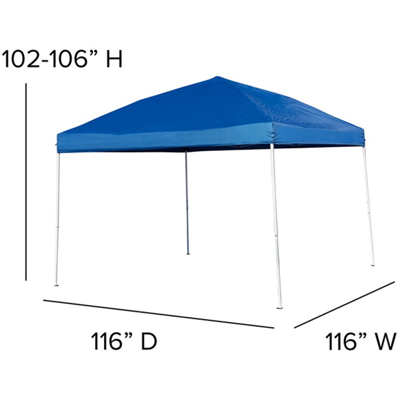 Afuera Living 10' Square Outdoor Pop Up Canopy Tent with Carry Case in Blue