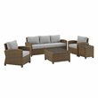 Afuera Living Modern 5Pc Outdoor Fabric Sofa Set in Gray & Brown