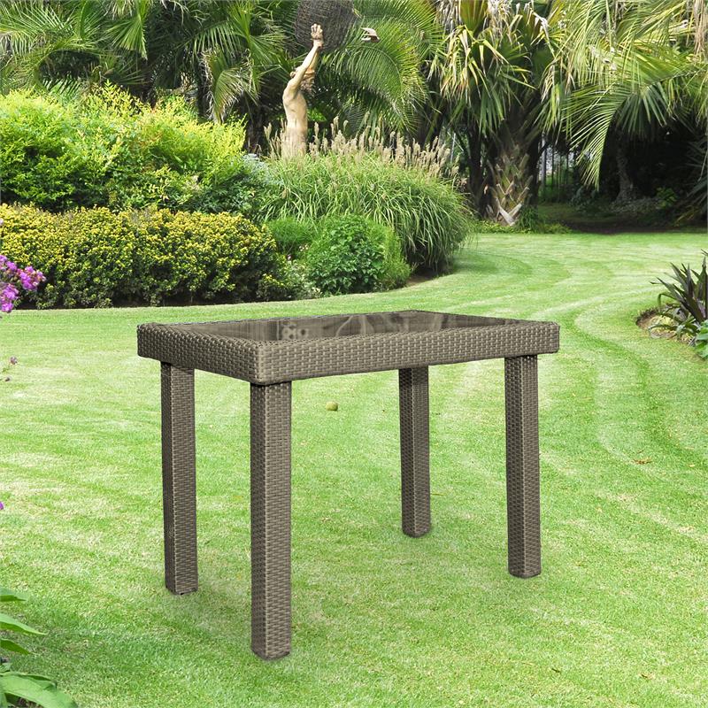Afuera Living Wicker Outdoor Counter Height Bar Table in Brown