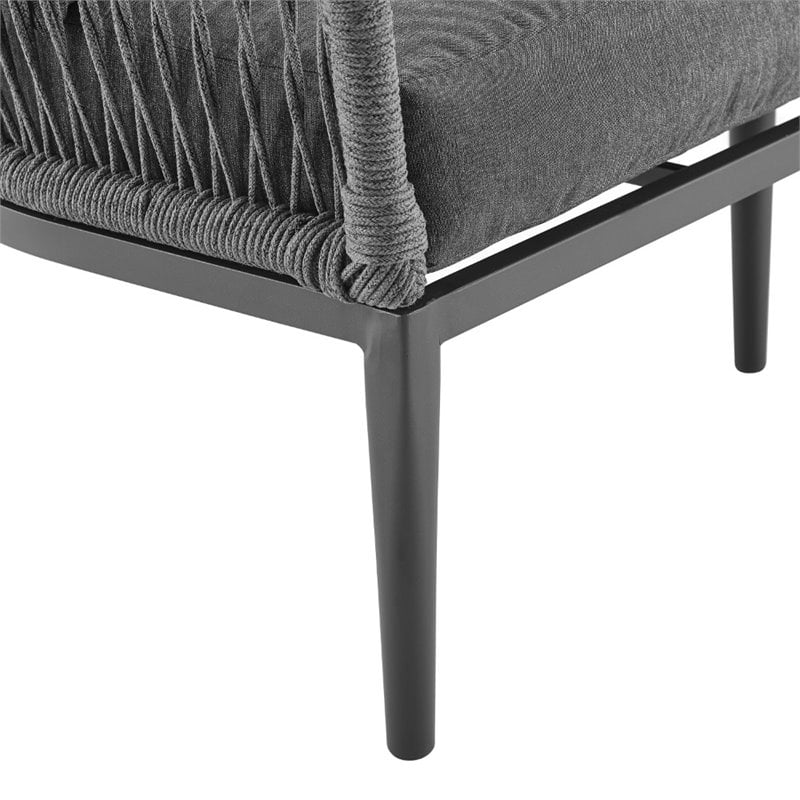 Afuera Living 2 Piece Patio Rope Loveseat Set in Charcoal and Black