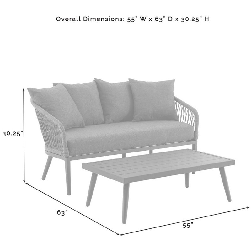 Afuera Living 2 Piece Patio Rope Loveseat Set in Charcoal and Black