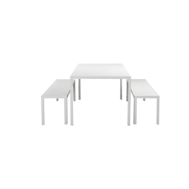 Afuera Living 3-piece Aluminum Patio Dining Set in White Frame/Polyresin