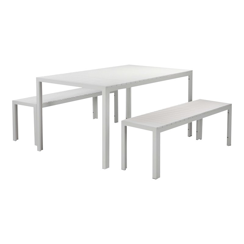 Afuera Living 3-piece Aluminum Patio Dining Set in White Frame/Polyresin