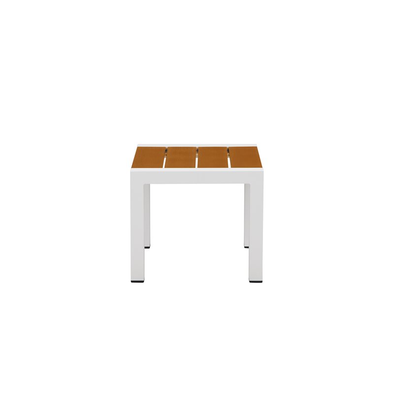 Afuera Living Modern Aluminum Frame Patio Side Table in Natural Teak