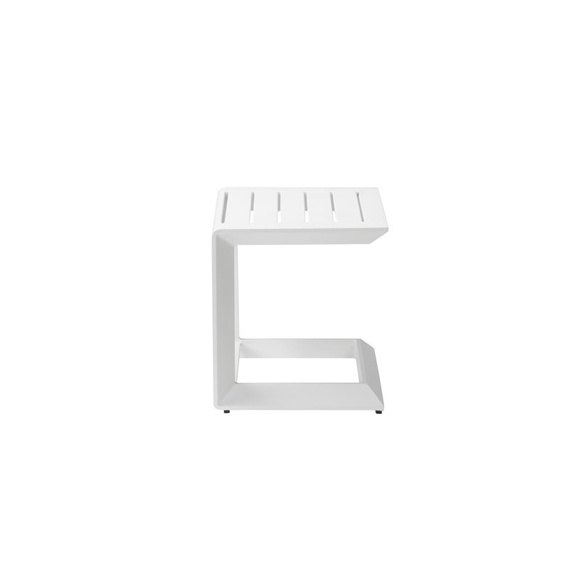 Afuera Living Modern Aluminum Patio Side Table in Powder Coated White