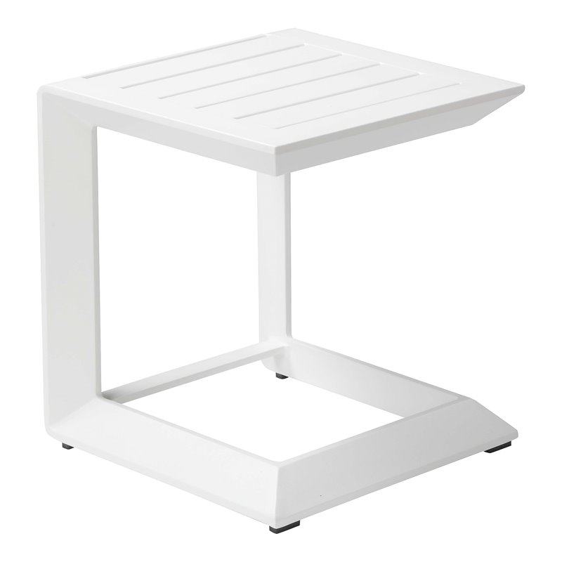Afuera Living Modern Aluminum Patio Side Table in Powder Coated White