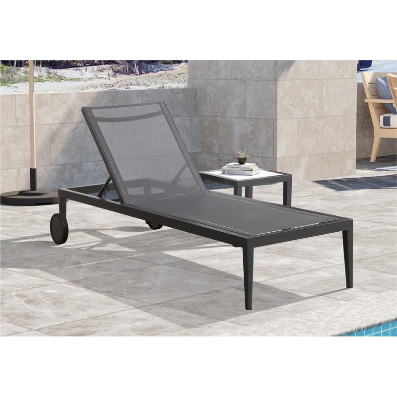 Afuera Living Modern Black Outdoor Patio Chaise Lounge Chair